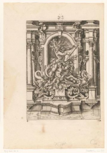 Fantastical fountain with a Triton and a Nereid