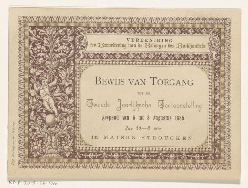 Admission ticket for the second annual exhibition of the Association for the Promotion of the Interests of the Book Trade