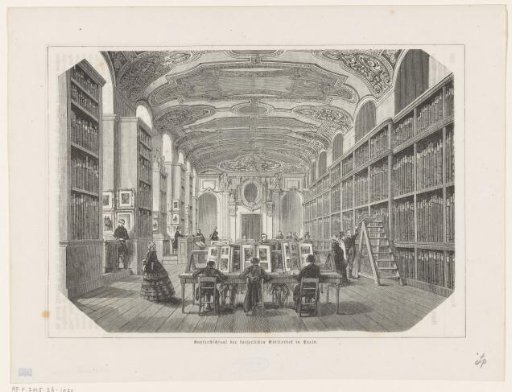 Reading room of the print cabinet of the Bibliothèque impériale in the Galerie Mansart