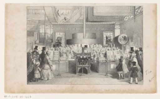 Stand of printer Thomas de la Rue at the Great Exhibition of 1851 in London
