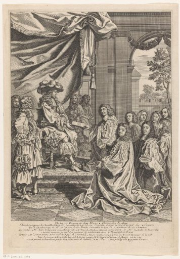 Alexandre de Sève and Other Dignitaries Present a Book to Louis XIV of France