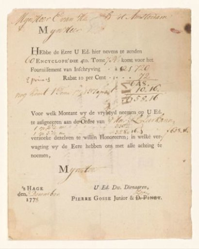Receipt for the delivery of an encyclopedia