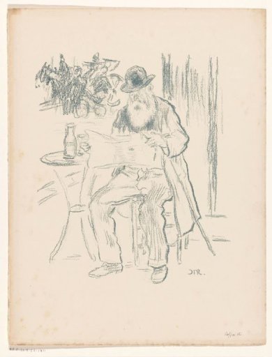 Old Man Reading the Newspaper on a Terrace