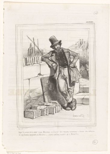 Bookseller with His Wares Displayed Against a Wall
