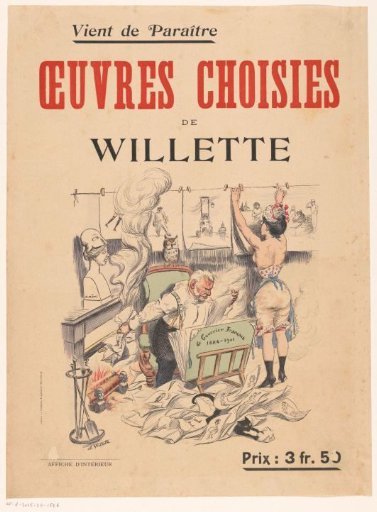 Advertisement ticket for the Oeuvres Choisies of Adolphe Léon Willette