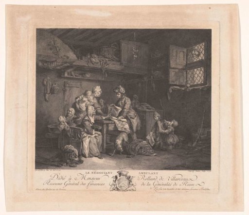 Interior with a traveling print seller