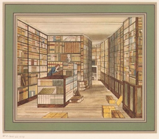 Interior of the bookshop of James Cawthorn in London in 1815