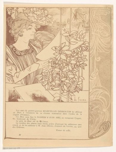 Invitation to a dinner in honor of Marcellin Desboutin