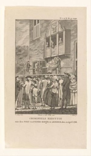 Burning of De Post van de Neder-Rhijn on the scaffold in front of the town hall in Arnhem on 22 April 1786
