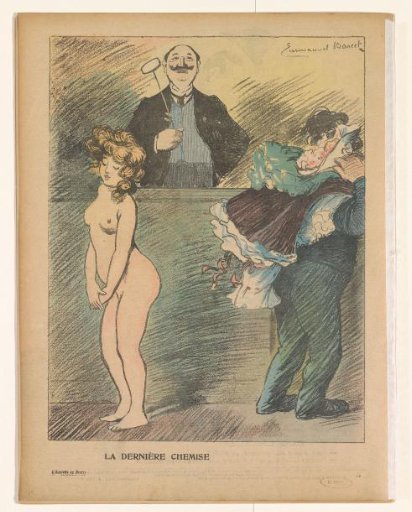 Auctioneer with a naked woman