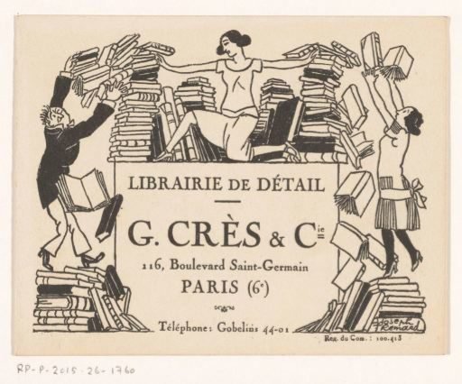 Business card of the bookshop G. Crès & Cie in Paris