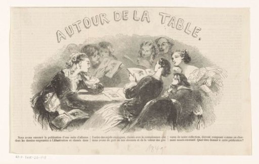 Men and women viewing print albums around a table