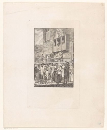 Burning of De Post van de Neder-Rhijn on the scaffold in front of the town hall in Arnhem on 22 April 1786