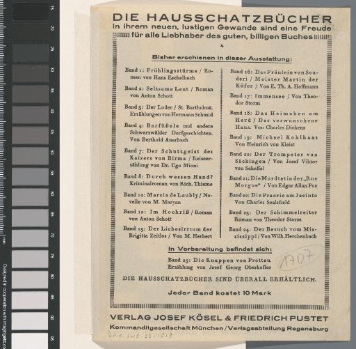 Advertisement leaflet for Der Besuch vom Mississippi by Wilhelm Herchenbach