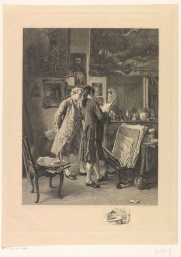 Two Men Viewing Prints