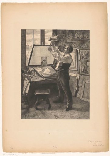 Printmaker in his studio