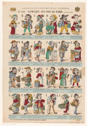 Alphabet with street vendors from Paris