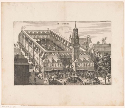 Bird's-eye view of the Exchange of Hendrik de Keyser in Amsterdam, before 1668
