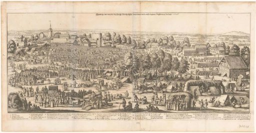 Crowd attracted by the healing springs at Hornhausen, 1646
