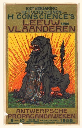 Poster on the occasion of the centenary of the publication of The Lion of Flanders by Henri Conscience