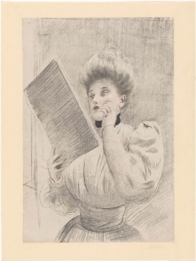 Woman Looking at a Print