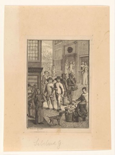 Hugo de Groot, dressed as a mason, on the market in Gorinchem, 1621