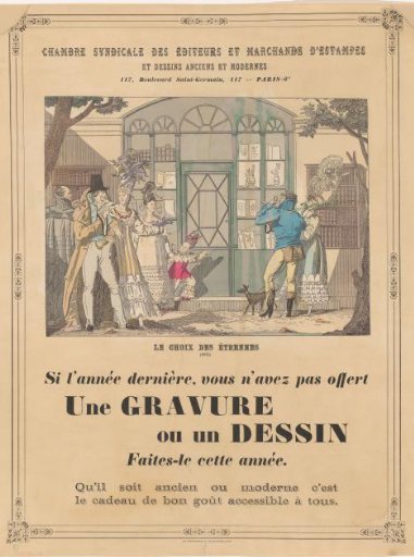 Poster of the Chambre Syndicale des Éditeurs et Marchands d'Estampes et Dessins Anciens et Modernes, Paris