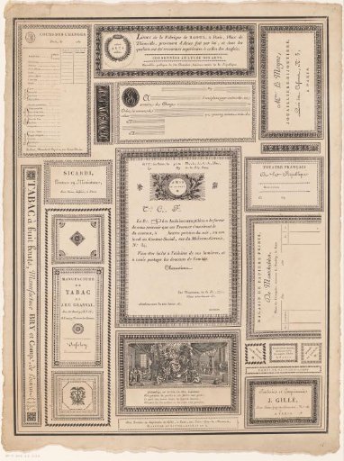Examples of printed work produced by Joseph Gillé in Paris
