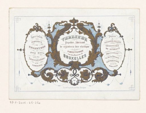 Visiting card of book dealer Verlinde in Brussels