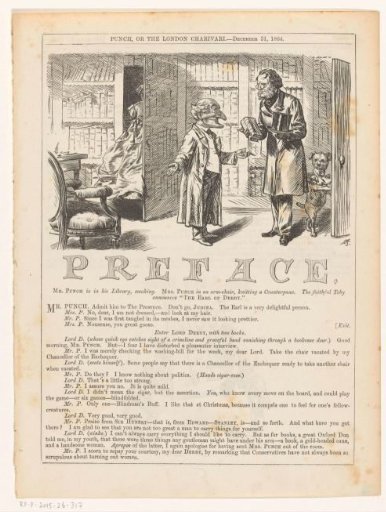 Mr. Punch Receives Lord Derby in His Study