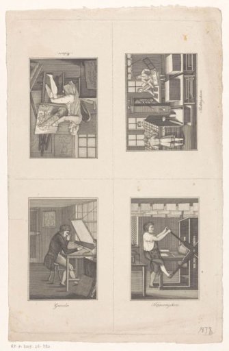 Four scenes with artists and printers