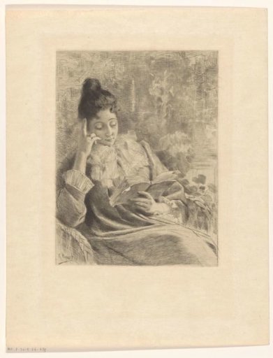 Reading woman in a chair