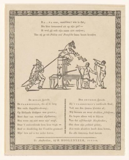 Satirical print on Van Ray, inspector of the book trade, during the French administration, 1813