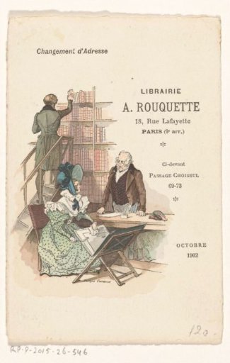 Adreswijziging van boekhandel A. Rouquette te Parijs