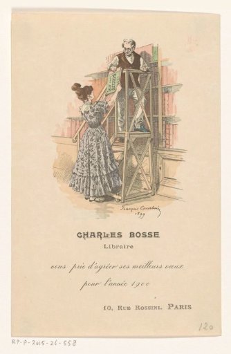 New Year's greeting from bookseller Charles Bosse in Paris