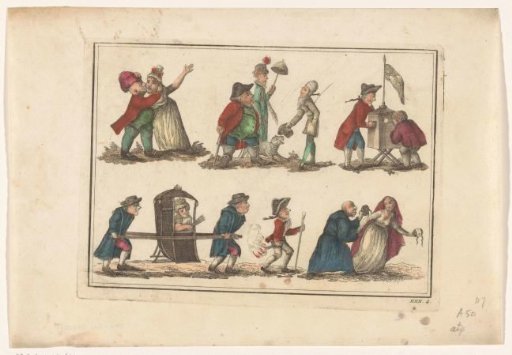Five caricatured representations