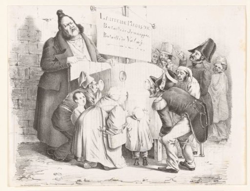 People around a peep show