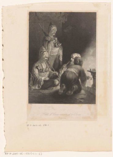 Travelers from a caravan resting