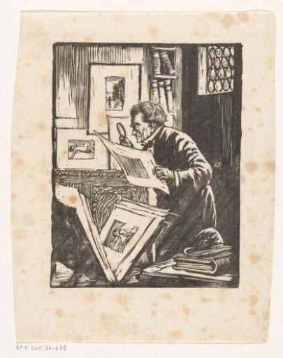 Collector Looking at Prints