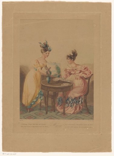 Woman painting behind a table