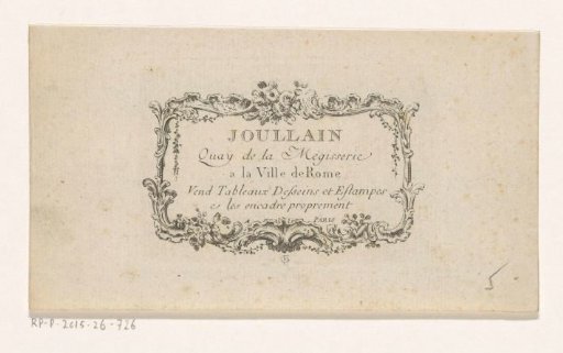 Business card of art shop Joullain in Paris