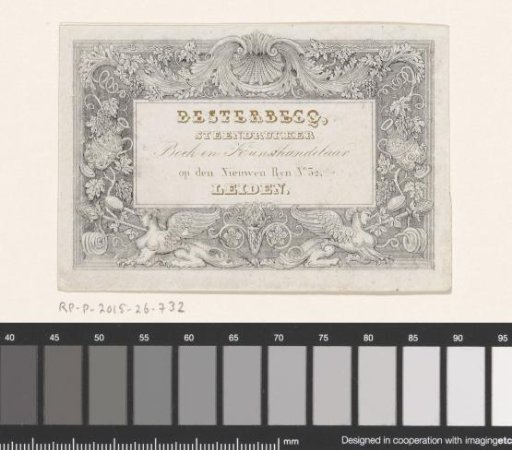 Calling card of stone printer François Desterbecq in Leiden