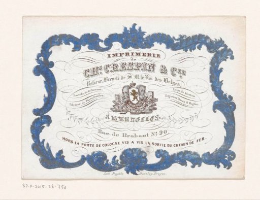 Business card of the printing and binding house Chs. Crespin & Cie. in Brussels