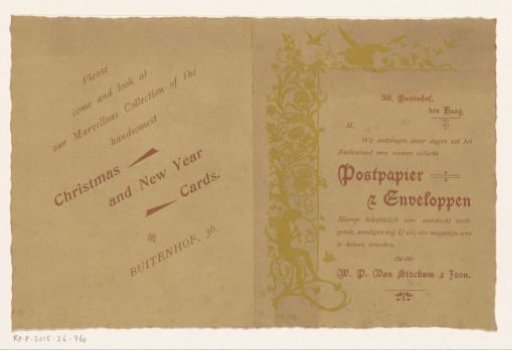 Advertisement card of bookshop W.P. van Stockum & Zoon in The Hague