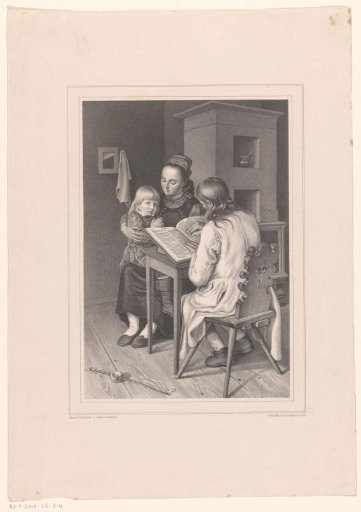 Father reads the Bible to mother and child