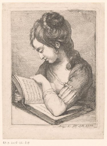 Seated Young Woman at a Table, Her Elbow Resting on a Book