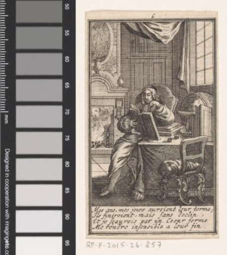 Lezende geestelijke achter een tafel