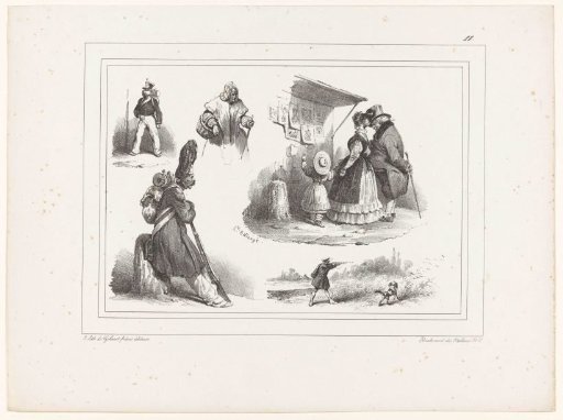 Five scenes with citizens and soldiers