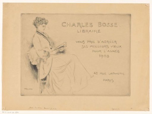 New Year's greeting from bookseller Charles Bosse in Paris