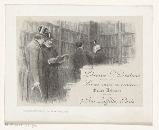 Business card for the bookshop P. Desbois in Paris